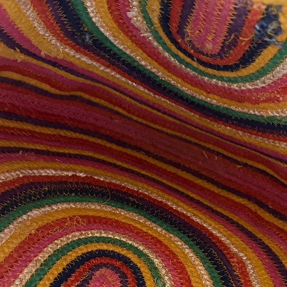 Colorful Rainbow Half-Moon Woven Straw Tote Fabulous MJ NY - Picture 8 of 8